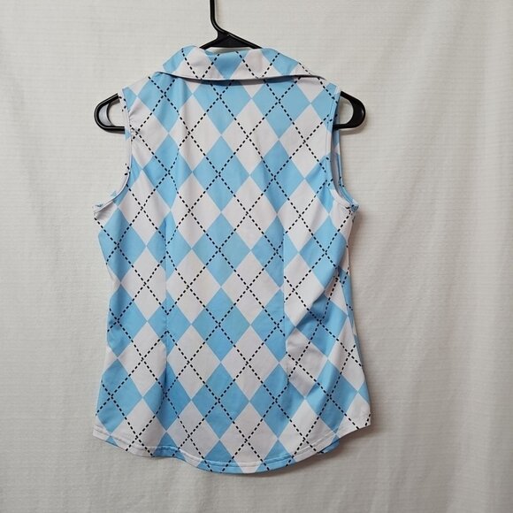 Womens Sz Small Sonoven Argyle Print Top Clueless Preppy Tenniscore Athileisure - Picture 3 of 7